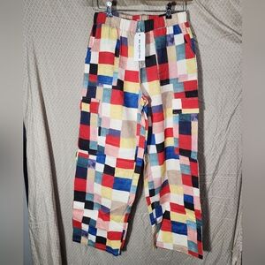 NWT sm wardrobe New York Crazy Clash Colorful Patchwork Wide Leg Women's Small